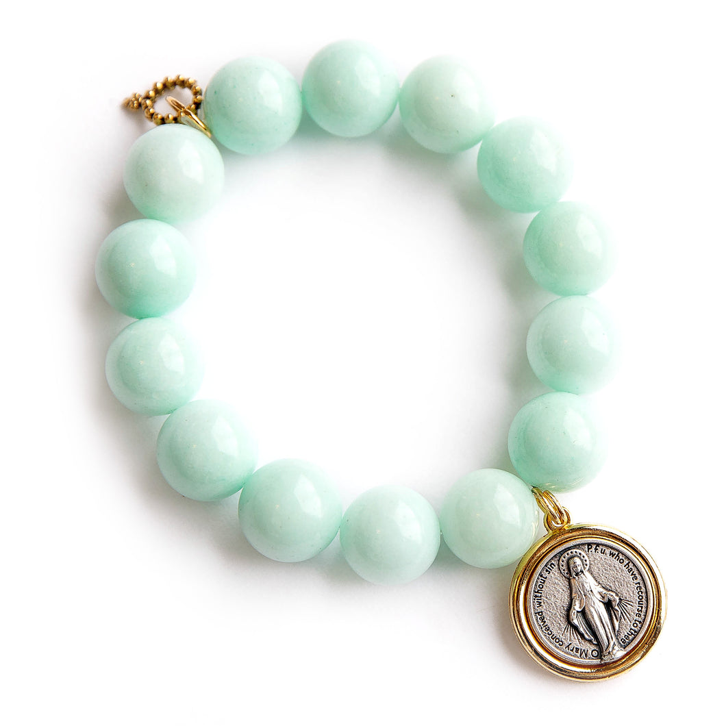 Aqua Jade with two toned Blessed Mother