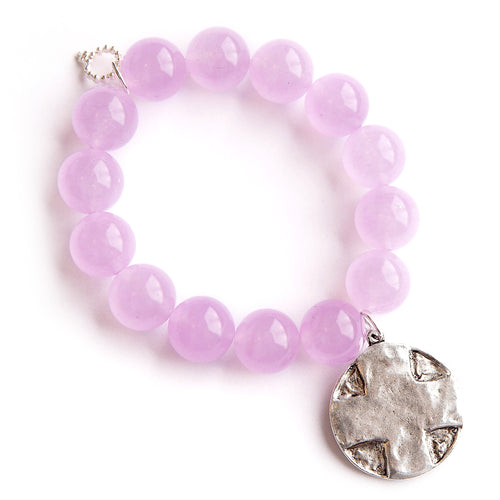 Lavender Jade with silver Lord's Prayer cross