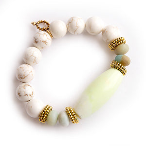 12mm White Howlite paired with brass accents and citron barrel