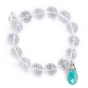 Faceted Clear Crystal Quartz with ocean blue gemstone droplet